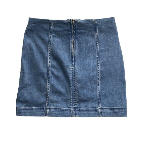 Free People Denim Flat Front Straight Pencil Stretch Mini Skirt,  Size 8 #324 - Picture 2 of 9